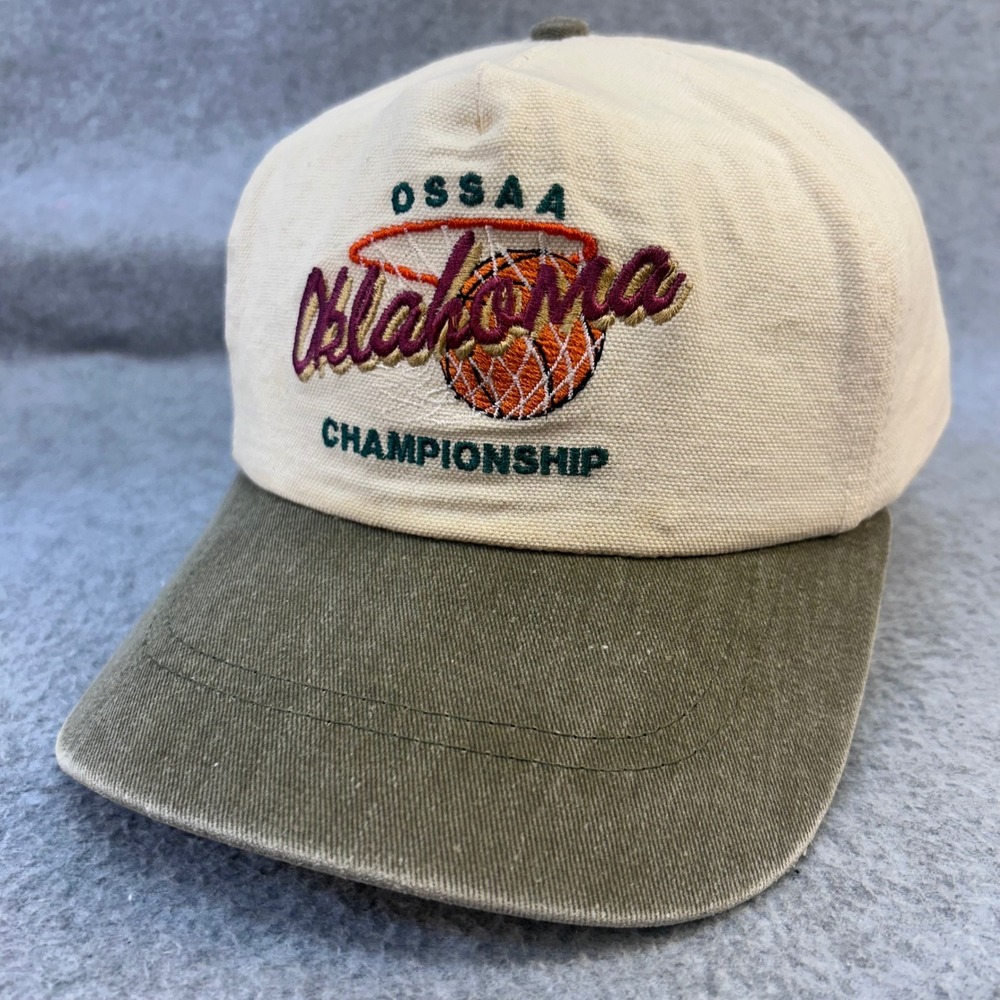 OSSAA Oklahoma Championship Mens Cream Classic Hat Vintage Basketball OSFM